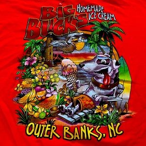 Big Bucks Homemade Icecream Shirt from Outer Banks North Carolina! Unisex XL